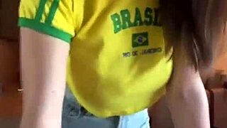 Hot stepmom removes her bra to reveal milky tits for a teasing show