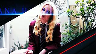 College goth student stuffs panties during wild foreplay.