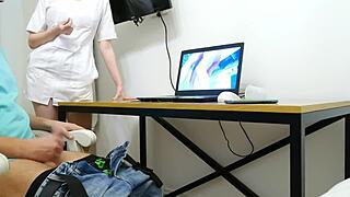 the nurse gives a prostate massage for cash, ending with milk 😏