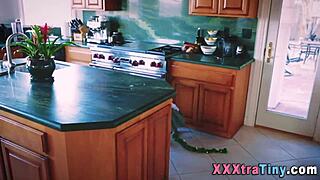 tiny teen sucks monster cock and rides it