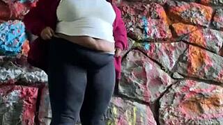 Sexy BBW Remi gets creampied by monster cock in outdoor tunnel 😍