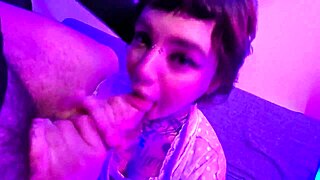 Cute alt teen fucks lucky guy and fills mouth with creamy cum