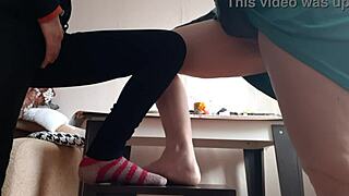 OMG, watch this middle-aged woman and student masturbate together on chairs!