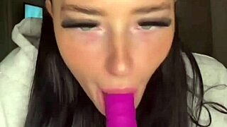 A girl is experiencing the pleasure of an intimate encounter