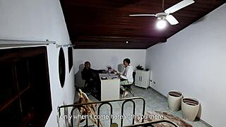 student heads to teacher’s office for a test but ends up seduced. she gives in to his advances at the desk.