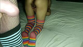 crossdresser fucks sexy mature brunette with swollen pussy and anal fetish