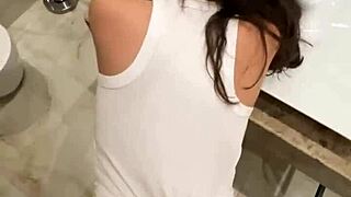 Sex In The Bathroom At College Party With Brunette Babe