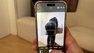 Hot Step-Mom In Leather Cums Twice From Step-Son's Cock