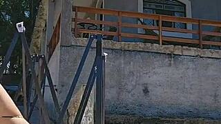 Married woman in tight body, husband sees her ass 😏