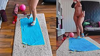 Hot And Sweaty Dual Cam Naked Yoga! Witness The Steamy Action!