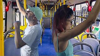 young student gets fucked on public bus while crossdressed