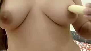 pakistani girl inserts banana in both holes for fun anal play