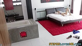 teen stepsis gets facial on small tits