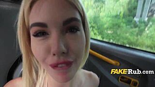 Petite blonde luna wolf fucks taxi man outdoors in heels.