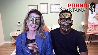 Beautiful blonde wife Agatha receives a gift from cuckold Chris in this intimate moment