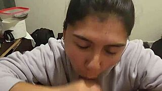 Girlfriend gives quick blowjob, can't let go.