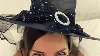 debora prado dressed as witch to deepthroat my monster cock, her blowjob is witchcraft in this couple fantasy.