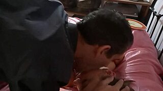 French amateur in satin dress and heels gets closeup pov