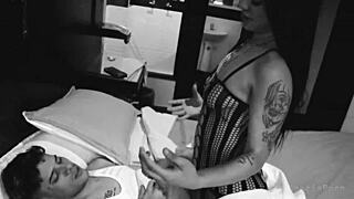 Young Venezuelan Couple in Black and White Bedroom Scene Gets Fucked Rough and Hard