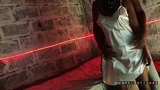 Ebony babe giving hot blow job while fingering tight pussy with vibrator