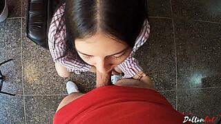 i'm the student girl, sucking cock and loving cum.