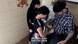 Risky threesome at work with shy coworker.