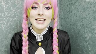 beautiful petite secretary in cosplay moans during homemade roleplay sex