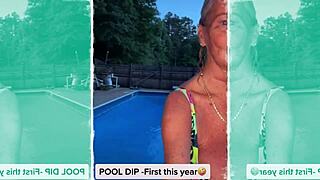 A 64-year-old granny tries on bikinis and outfits.