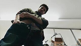 sneaking around the shop to jerk off for a gigantic cumshot