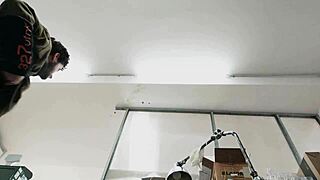 sneaking around the shop to jerk off for a gigantic cumshot