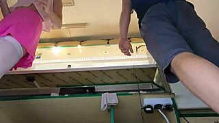 super sexy slim eighteen 18+ years old chick working in pear thongs and braless