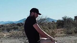 Blonde wife and husband caught in rough public sex on the side of the road for facial?