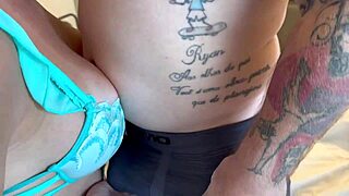 Her husband left her alone, so I kept her company with my big cock