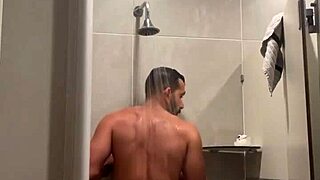 Gym shower time with red thong and panties