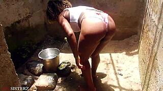 german milf wife bent over for outdoor cumshot