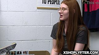 redhead teen 18+ jane rogers flirts with security guard billy boston over shoplifting