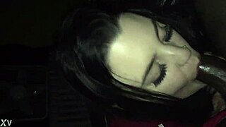 The amateur 19-year-old Spanish girl deepthroats a big black cock in the hood