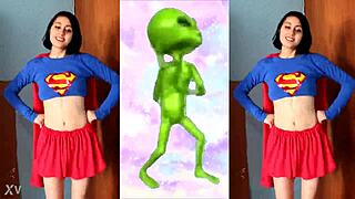 Epic sax guy dances with a gamer girl in an intense battle