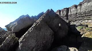 African nudist prostitute shows off her ass on the beach