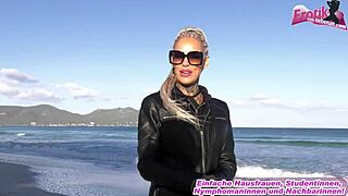 Can this skinny german milf resist a beach pickup with her fake tits?