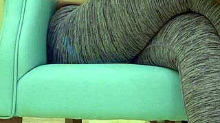 teen babe in leggings teases her sugar daddy during photoshoot.