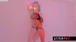Strippov hot brunette performs striptease and lapdance