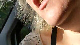 Handjob tribute in the car with cumshot