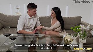 Horny ebony rubs wet pussy on big cock