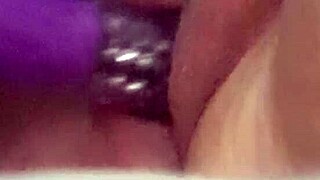 bbw enjoys quick toy insertion and cum