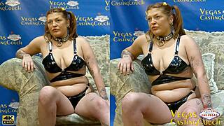 cute redhead in bdsm with chains and wax