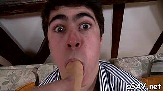 Tough gay man gives sloppy blowjob before anal 😈