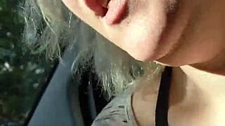 Handjob tribute in the car with cumshot