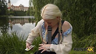 Hunter passionately fucks young beauty in park