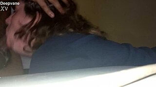 Blonde girlfriend boldly deepthroats cock in thong